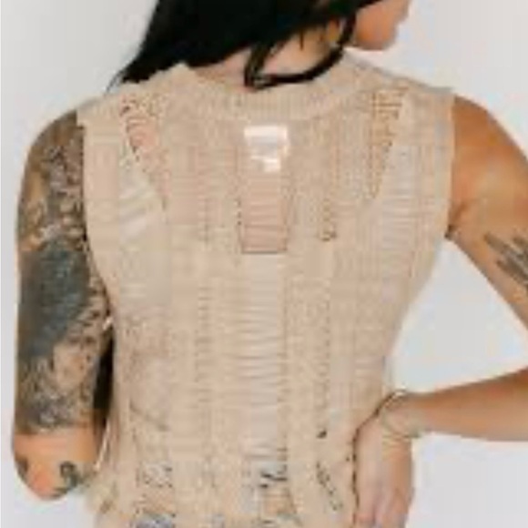 Cyrus Crochet Mesh Knit Vest Tank Bathing Suit Cover - Picture 14 of 16